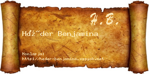 Héder Benjamina névjegykártya